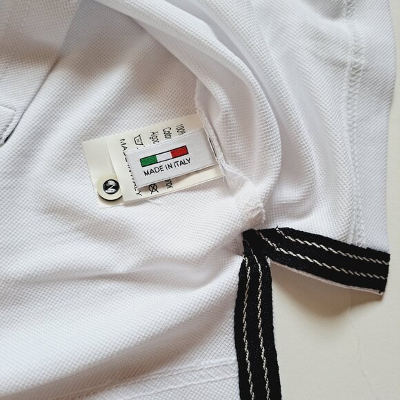 New Men's Impulso Italian While Blue Short Sleeves 100% Cotton Polo Shirt Size M - Picture 15 of 16